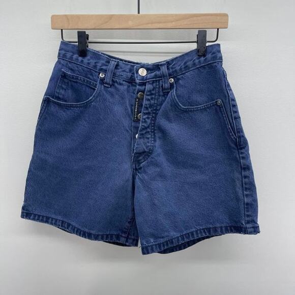 Y2K Z Cavaricci High Waist Mom Shorts‎ Indigo Blue Denim Wash Button Fly - Picture 1 of 6